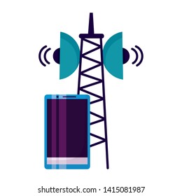 smartphone device antenna signal on white background vector illustration