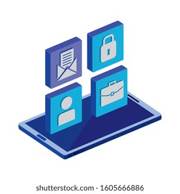 smartphone device with app menu isolated icon vector illustration design