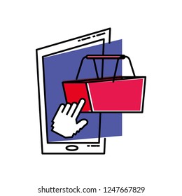 smartphone device with basket shopping