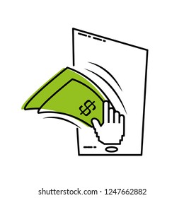 smartphone device with bills dollar