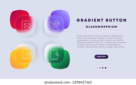 Dispositivo Smartphone con pantalla en blanco. Concepto moderno de teléfono móvil. Estilo de glasmorfismo. Icono de línea de vector para negocios y publicidad