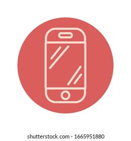smartphone device block and line icon vector illustration design