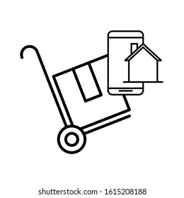 smartphone device with box carton vector illustration design