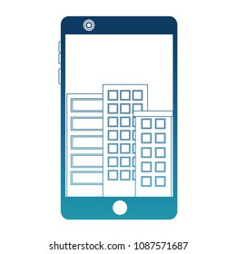smartphone device with building cityscape scene
