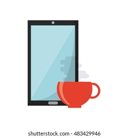smartphone device with business icon vector illustration design