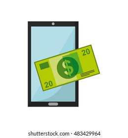 smartphone device with business icon vector illustration design