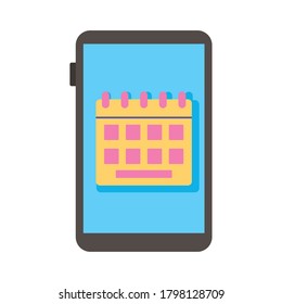 dispositivo de smartphone con diseño de ilustración vectorial de icono de estilo plano de calendario