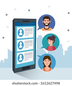 smartphone device with chat isolated icon vector illustration design