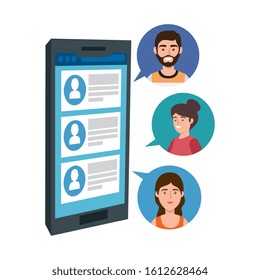 smartphone device with chat isolated icon vector illustration design