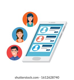 smartphone device with chat isolated icon vector illustration design