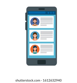 smartphone device with chat isolated icon vector illustration design