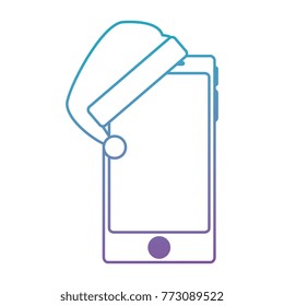 smartphone device with christmas hat