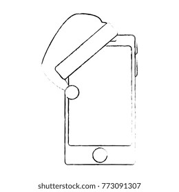 smartphone device with christmas hat