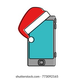 smartphone device with christmas hat