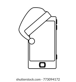 smartphone device with christmas hat
