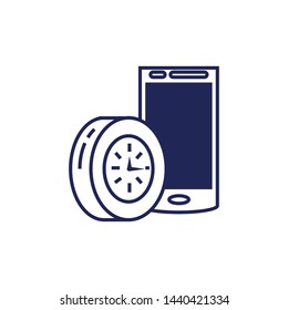 smartphone device with clock time