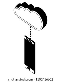 smartphone device with cloud isometric