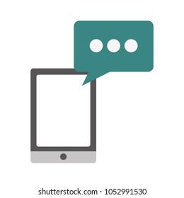 smartphone device digital and speech bubble