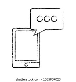 smartphone device digital and speech bubble