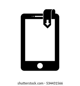 smartphone device with download arrow icon over white background. vector illustration