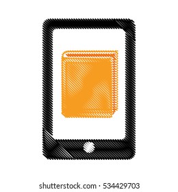 smartphone device with ebook icon over white background. electronic book concept. colorful and sketch design. vector illustration