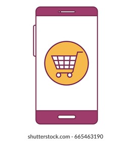 smartphone device with ecommerce app isolated icon