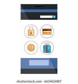 smartphone device with ecommerce app isolated icon