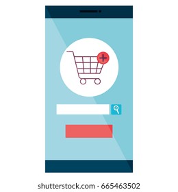 smartphone device with ecommerce app isolated icon