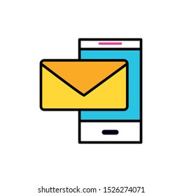 smartphone device with envelope email send vector illustration design