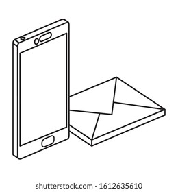 smartphone device with envelope isolated icon vector illustration design