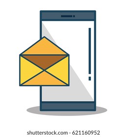 smartphone device with envelope isolated icon