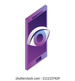 smartphone device with eye isometric icon
