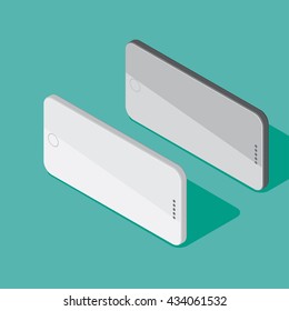 Smartphone device, Flat isometric in vector illustration format,  Touchscreen display, Modern technologies of communication. 