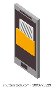 smartphone device with folder isometric icon