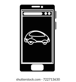 smartphone device with futuristic car