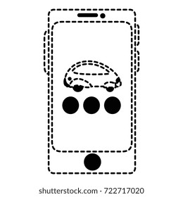 smartphone device with futuristic car