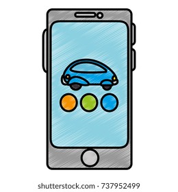 smartphone device with futuristic car