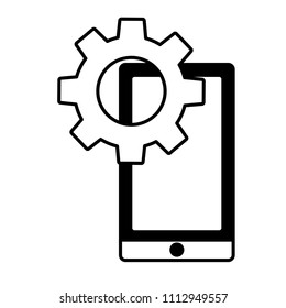smartphone device with gear isolated icon