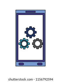smartphone device with gear machine isolated icon