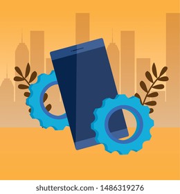 smartphone device with gears settings