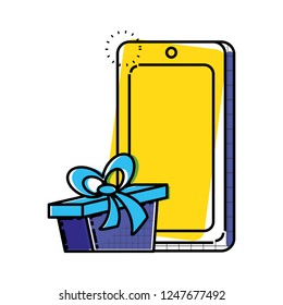 smartphone device with gift box