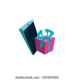 smartphone device with gift box