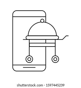 smartphone device with grill oven vector illustration design