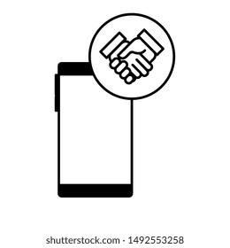 smartphone device with handshake icon