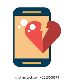 smartphone device with heart break vector illustration design