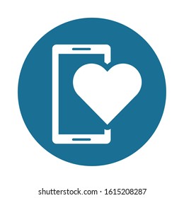 smartphone device with heart icon vector illustration design