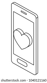 smartphone device with heart love