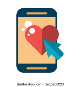 smartphone device with heart love vector illustration design