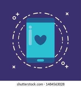 smartphone device with heart in screen
