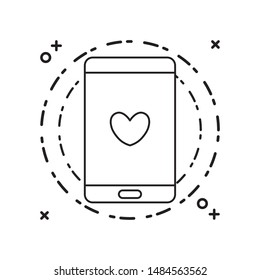smartphone device with heart in screen